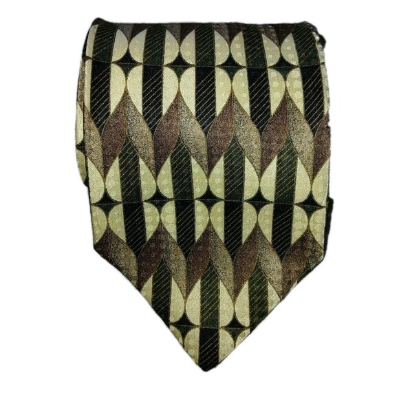 Zeidler & Zeidler Other - Zeidler & Zeidler Mens Tie 100% Silk Made In Italy Brown Green Ivory Motif Print